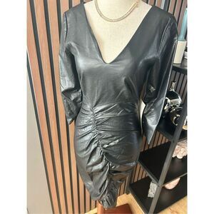 Zara black sexy dress faux leather short with long sleeves size xs fits like sma